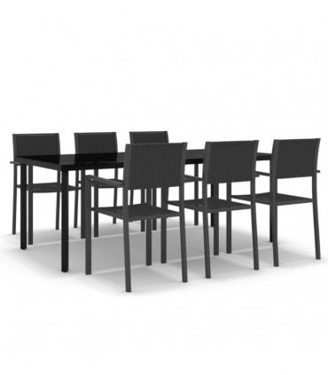 vidaXL 7 Piece Garden Dining Set Black