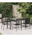 vidaXL 7 Piece Garden Dining Set Black Cotton Rope and Steel