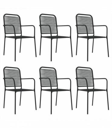 vidaXL 7 Piece Garden Dining Set Black Cotton Rope and Steel