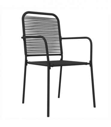 vidaXL 7 Piece Garden Dining Set Black Cotton Rope and Steel