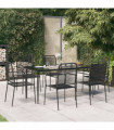 vidaXL 7 Piece Garden Dining Set Black Cotton Rope and Steel