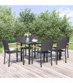 vidaXL 7 Piece Garden Dining Set Black Poly Rattan