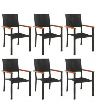 vidaXL 7 Piece Garden Dining Set Black Poly Rattan