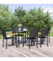 vidaXL 7 Piece Garden Dining Set Black Poly Rattan