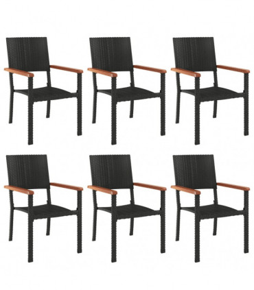 vidaXL 7 Piece Garden Dining Set Black Poly Rattan