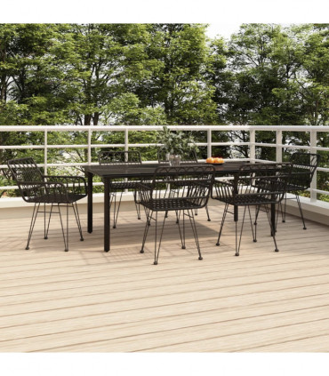 vidaXL 7 Piece Garden Dining Set Black Poly Rattan