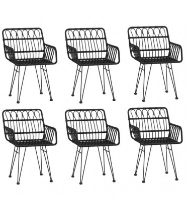 vidaXL 7 Piece Garden Dining Set Black Poly Rattan