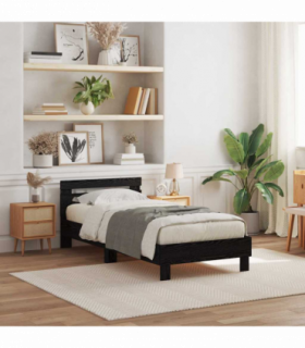 vidaXL Bed Frame with Headboard Black oak 75 x 190 cm Engineered wood