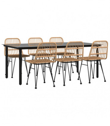 vidaXL 7 Piece Garden Dining Set Poly Rattan