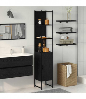 vidaXL Bathroom Cabinet Black oak 33 x 33 x 185.5 cm Engineered Wood