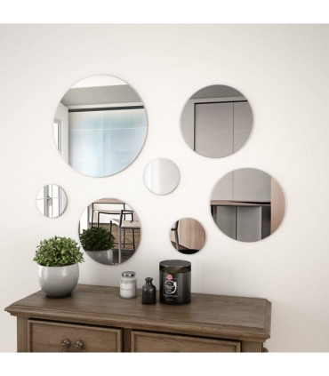 vidaXL 7 Piece Wall Mirror Set Round Glass