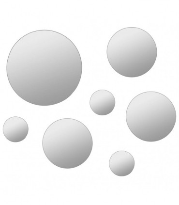 vidaXL 7 Piece Wall Mirror Set Round Glass