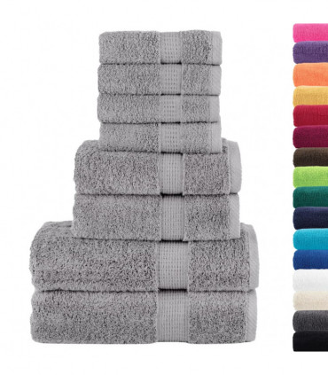 vidaXL 8 Piece Premium Towel Set Grey 600 gsm 100% Cotton