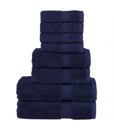 vidaXL 8 Piece Premium Towel Set Navy Blue 600 gsm 100% Cotton