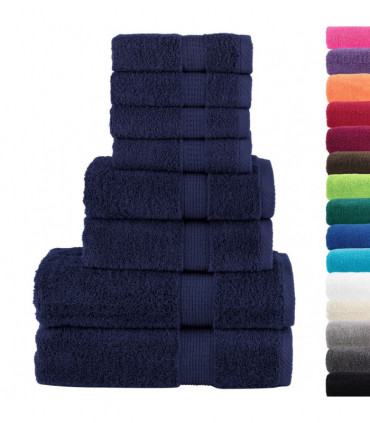 vidaXL 8 Piece Premium Towel Set Navy Blue 600 gsm 100% Cotton