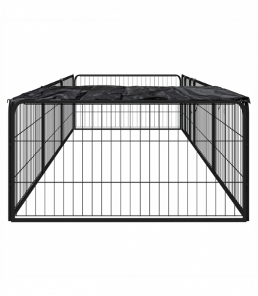 vidaXL 8-Panel Dog Playpen Black 100x50 cm Powder-coated Steel