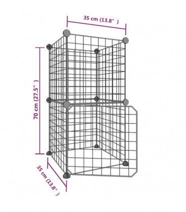 vidaXL 8-Panel Pet Cage with Door Black 35x35 cm Steel