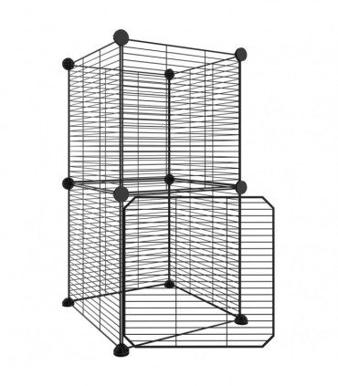 vidaXL 8-Panel Pet Cage with Door Black 35x35 cm Steel