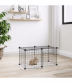 vidaXL 8-Panel Pet Cage with Door Black 35x35 cm Steel