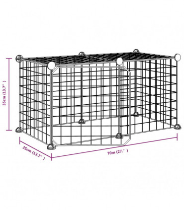 vidaXL 8-Panel Pet Cage with Door Black 35x35 cm Steel
