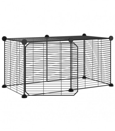 vidaXL 8-Panel Pet Cage with Door Black 35x35 cm Steel