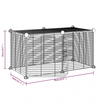 vidaXL 8-Panel Pet Cage with Door Black 35x35 cm Steel