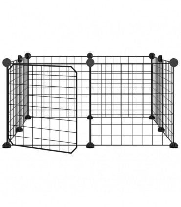 vidaXL 8-Panel Pet Cage with Door Black 35x35 cm Steel