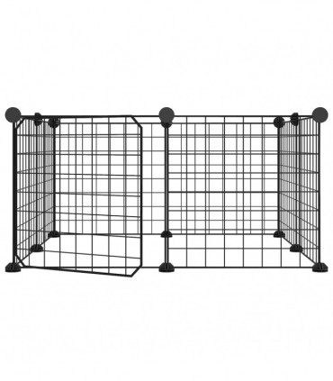vidaXL 8-Panel Pet Cage with Door Black 35x35 cm Steel