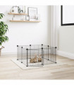 vidaXL 8-Panel Pet Cage with Door Black 35x35 cm Steel