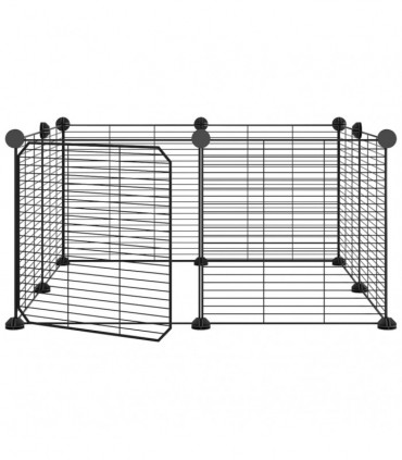 vidaXL 8-Panel Pet Cage with Door Black 35x35 cm Steel