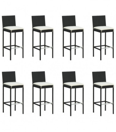 vidaXL 9 Piece Garden Bar Set with Cushions Poly Rattan Black