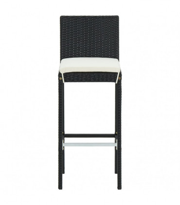 vidaXL 9 Piece Garden Bar Set with Cushions Poly Rattan Black