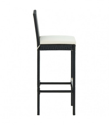 vidaXL 9 Piece Garden Bar Set with Cushions Poly Rattan Black