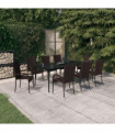 vidaXL 9 Piece Garden Dining Set Brown and Black