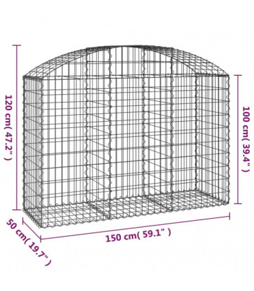 vidaXL Arched Gabion Basket 150x50x100/120 cm Galvanised Iron