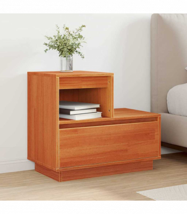 vidaXL Bedside Cabinet Wax brown 60 x 34 x 51 cm Solid pinewood