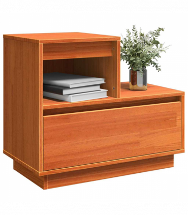 vidaXL Bedside Cabinet Wax brown 60 x 34 x 51 cm Solid pinewood