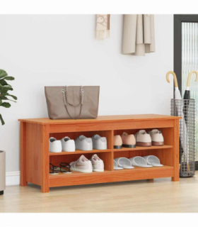 vidaXL Shoe Bench Wax brown 110 x 38 x 45.5 cm Solid pine wood