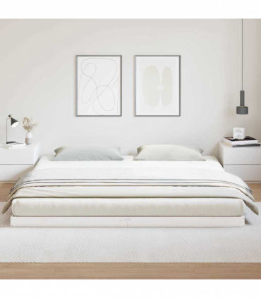 vidaXL Floor Bed Frame White 200 x 220 cm Solid Pine wood
