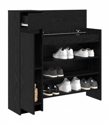 vidaXL Shoe Cabinet Black oak 100.5 x 28 x 100 cm Engineered Wood