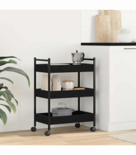 vidaXL Kitchen Trolley Black oak 50 x 30 x 70 cm Engineered wood