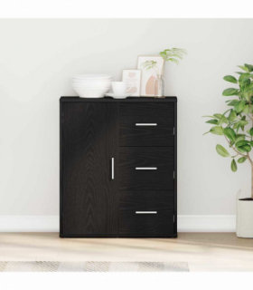 vidaXL Sideboard with Drawer Black oak 60 x 31 x 70 cm Engineered wood