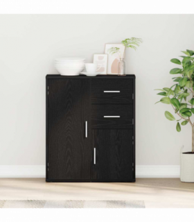 vidaXL Sideboard with Drawer Black oak 60 x 31 x 70 cm Engineered wood