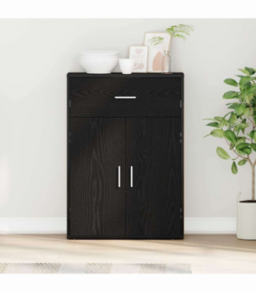 vidaXL Sideboard with Drawer Black oak 79 x 38 x 80 cm Engineered wood
