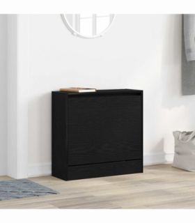 vidaXL Shoe Cabinet Black oak 60 x 21 x 57 cm Engineered wood
