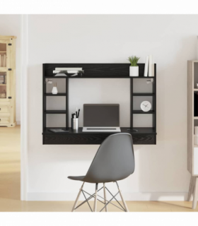 vidaXL Wall-Mounted Desk Black oak 105 x 48 x 75 cm Engineered wood