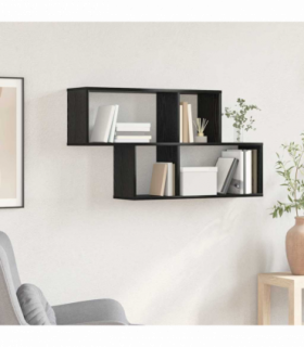 vidaXL Wall Shelf Black oak 100 x 20 x 53 cm Engineered wood