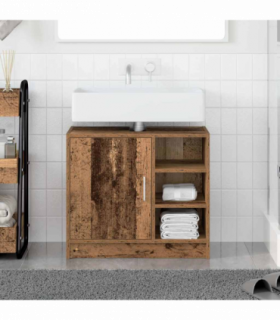 vidaXL Sink Cabinet with Door Old Wood 63 x 29 x 55 cm Engineered wood