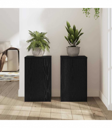 vidaXL Plant Stand 2 pcs Black oak 30 x 30 x 50 cm Engineered Wood