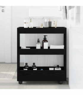 vidaXL Narrow Storage Trolley Black Oak 60 x 18 x 70 cm